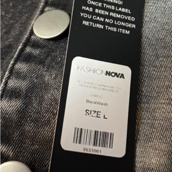 Fashion Nova Washed Black Denim Button-Front Dress - Picture 4 of 5